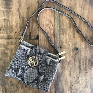 Michael Kors Snake Print Crossbody Bag - Gray and Black
